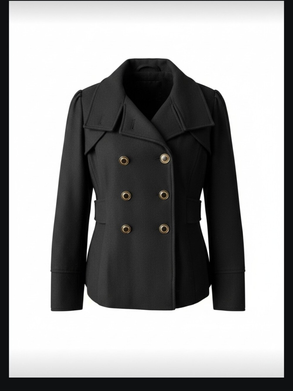 Guess Classic Double-Breasted Black Women's Peacoat Fisherman Preppy Wool Sz M
